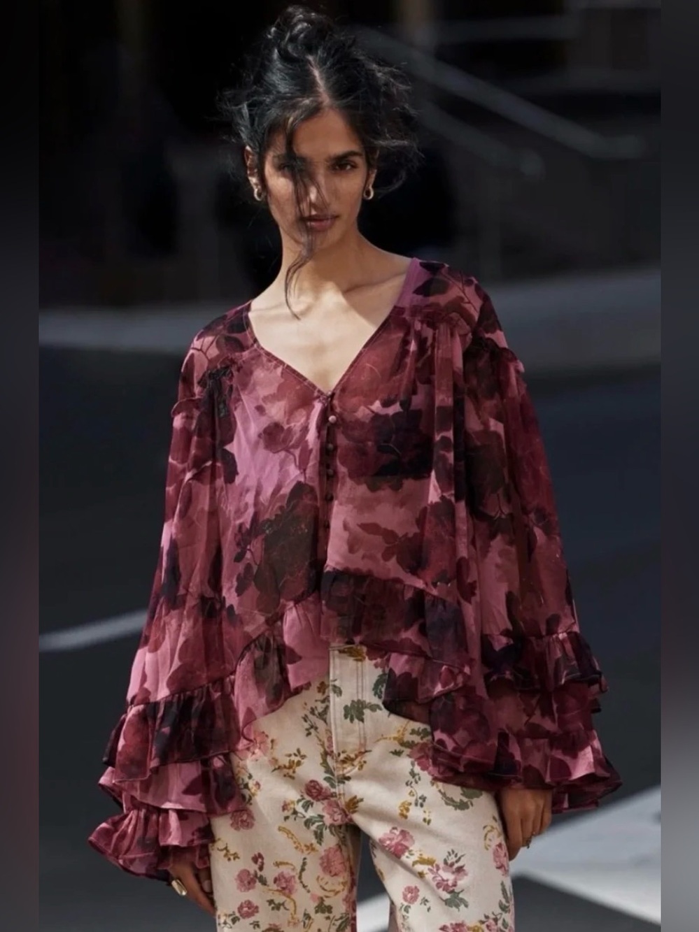 NWT Free People Day Dreaming Blouse in Color: Rose Combo